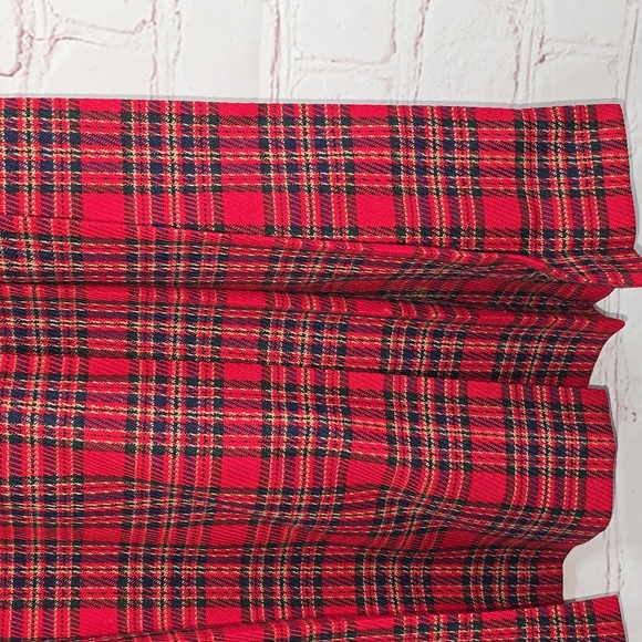 Pendleton 80's Red 100% Wool Tartan Suit Blazer & Pleated Skirt Womens Size 10P - Picture 8 of 15